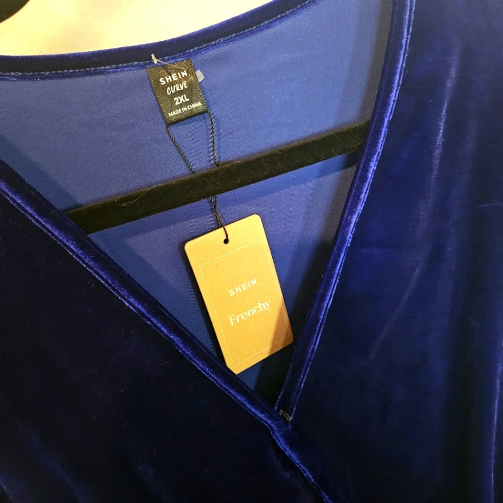 Shein Frenchy Curve Sapphire Ruched Holiday Dress - Picture 5 of 6